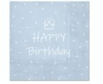 Popierinės servetėlės HAPPY BIRTHDAY LIGHT BLUE