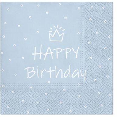 Popierinės servetėlės HAPPY BIRTHDAY LIGHT BLUE