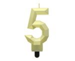Gimtadienio žvakutė FIVE, gold