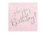 Popierinės servetėlės Happy birthday, pink holographic
