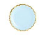 Popierinės lėkštutės LIGHT BLUE WITH GOLD
