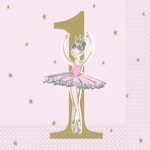 Popierinės servetėlės BALLERINA 1ST BIRTHDAY