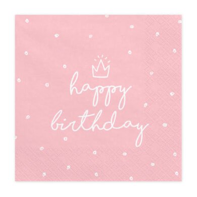 Popierinės servetėlės HAPPY BIRTHDAY PINK