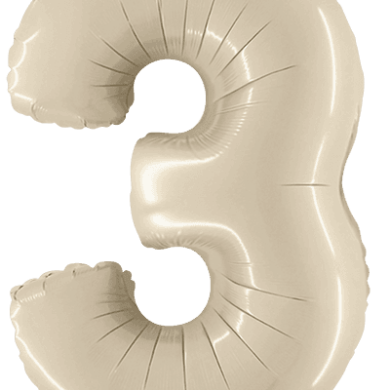 Folinis balionas 3 SATIN CREAM, 102cm.