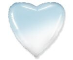Folinis balionas HEART WHITEBLUE GRADIENT nepakuotas