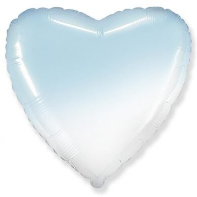 Folinis balionas HEART WHITEBLUE GRADIENT nepakuotas