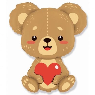 Folinis balionas  TEDDY BEAR WITH HEART nepakuotas