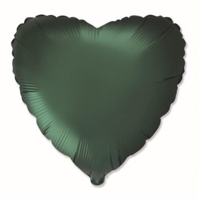 Folinis balionas HEART SATIN GREEN nepakuotas