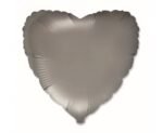 Folinis balionas HEART SATIN STEEL GRAY nepakuotas