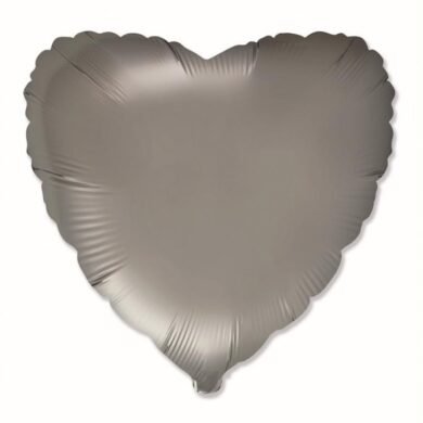 Folinis balionas HEART SATIN STEEL GRAY nepakuotas