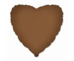 Folinis balionas HEART MATTE CHOCO BROWN nepakuotas