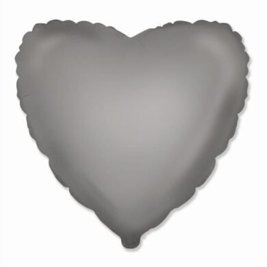Folinis balionas HEART MATTE MOONLIGHT SILVER nepakuotas
