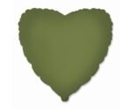 Folinis balionas HEART MATTE OLIVE GREEN nepakuotas