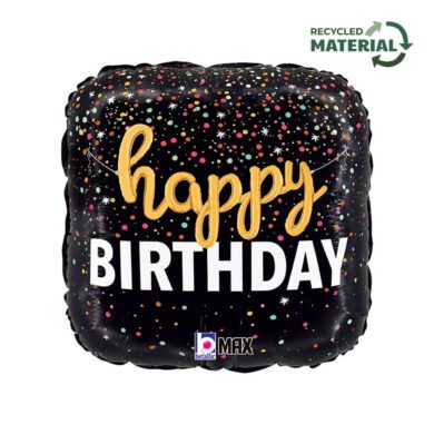Folinis balionas SR18 BIRTHDAY SCRIPT CONFETTI