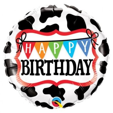 Folinis balionas HAPPY BIRTHDAY - HOLSTEIN COW PATTERN