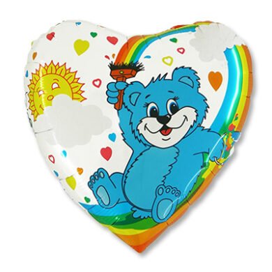 Folinis balionas TEDDY BEAR WITH A RAINBOW BRUSH