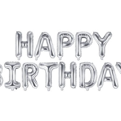 Folinis balionas HAPPY BIRTHDAY SILVER