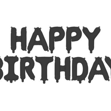 Folinis balionas HAPPY BIRTHDAY BLACK