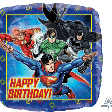 Folinis balionas JUSTICE LEAGUE HAPPY BIRTHDAY