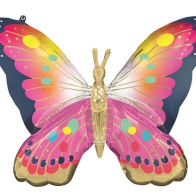 Folinis balionas VIBRANT PINK SATIN BUTTERFLY FLUTTERS