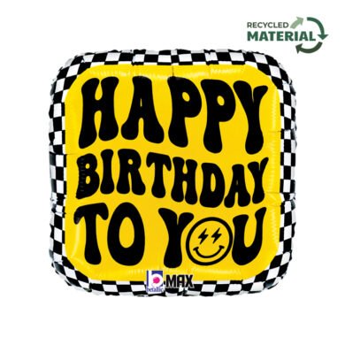Folinis balionas SMILEY CHECKERBOARD BIRTHDAY