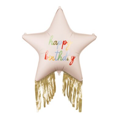 Folinis balionas STAR WITH FRINGES HAPPY BIRTHDAY 72x72 cm