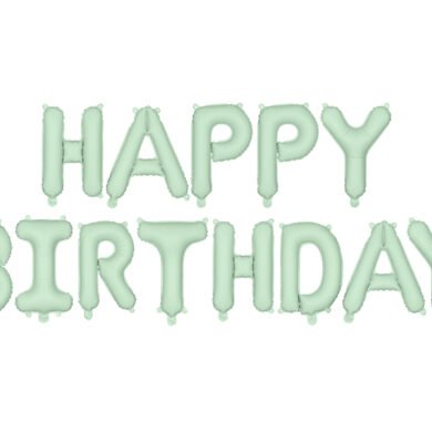 Balionų girlianda HAPPY BIRTHDAY GREEN