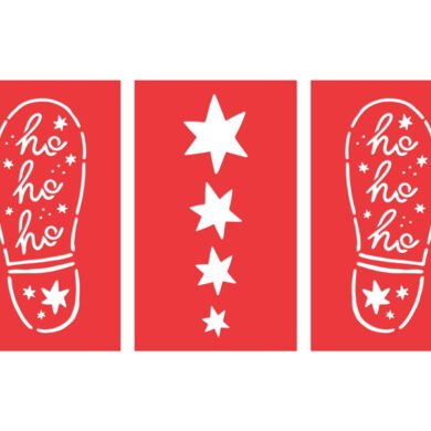 Kalėdų dekoracija - Kalėdų Senelio pėdsakų trafaretai