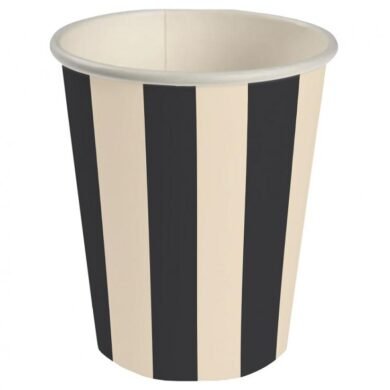 Popieriniai puodeliai STRIPED BLACK/BEIGE