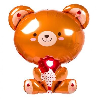 Folinis balionas TEDDY BEAR WITH ROSE