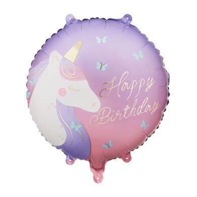 Folinis balionas HAPPY BIRTHDAY  WITH UNICORN 35x35 cm