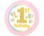 Folinis balionas PINK 1ST BIRTHDAY