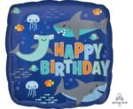 Folinis balionas SHARKS HAPPY BIRTHDAY