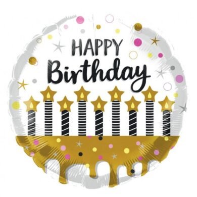 Folinis balionas HAPPY BIRTHDAY WITH CANDLES 18"