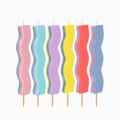 Gimtadienio žvakutės WAVY HAPPY VIBES ASSORTED COLORS