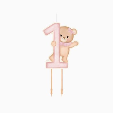 Gimtadienio žvakutė PINK BABY BEAR 1