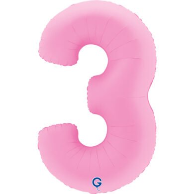 Folinis balionas 3 SOFT MATTE SAKURA PINK, 102cm.