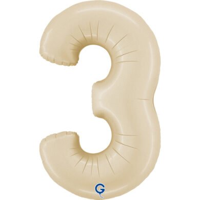 Folinis balionas 3 SATIN CREAM, 102cm.