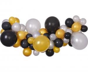 DIY balionų rinkinys SILVER GOLD BLACK