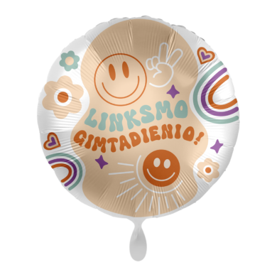 Folinis balionas LINKSMO GIMTADIENIO / HIPPIE BIRTHDAY